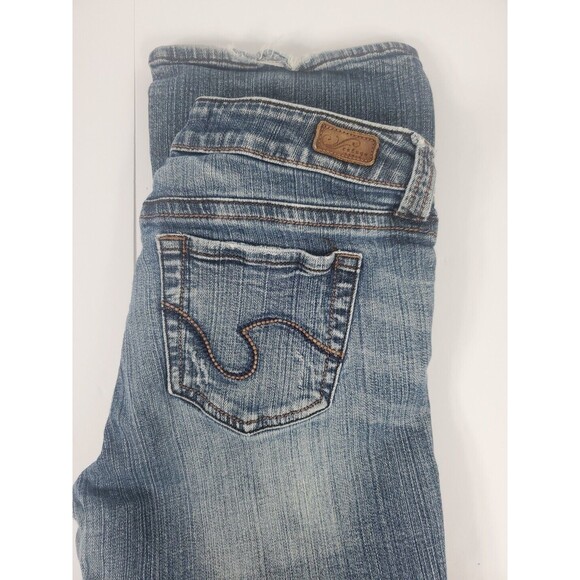 Refuge Jeans Skinny Boot Flare Distressed Blue Low Embroidered 29x30 Size 9R Y2K - Picture 10 of 10